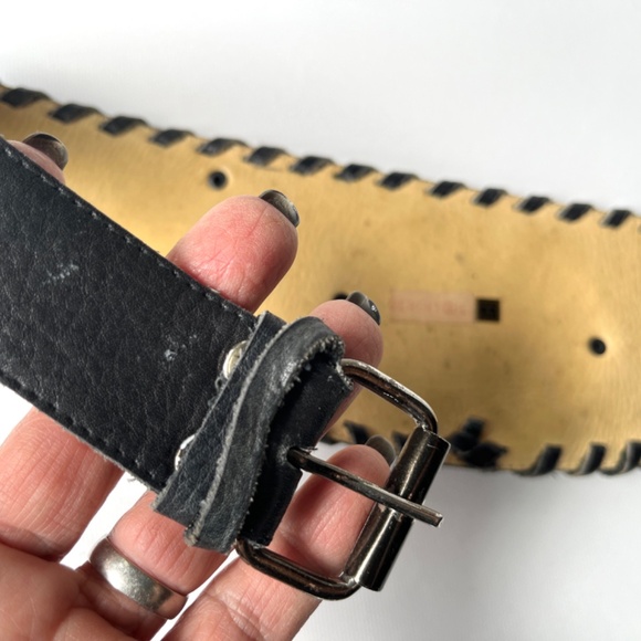 Vintage 80s Julia DePeralta Cowhide Leather Belt Cabochon Gemstone Spain OOAK main image 4